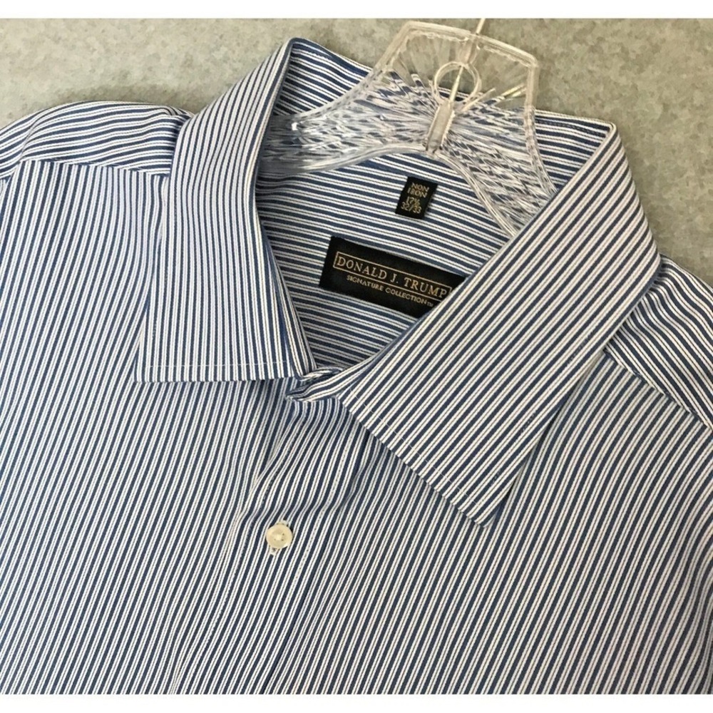 Donald Trump Signature Collection Button Up Shirt Mens 17.5 32/33 French Cuffs